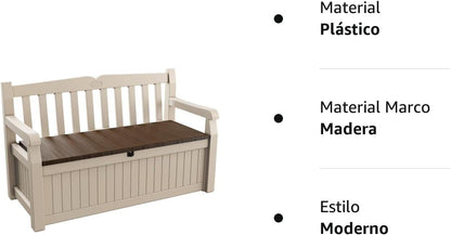 265 L Weather-Resistant Outdoor Garden Storage Bench