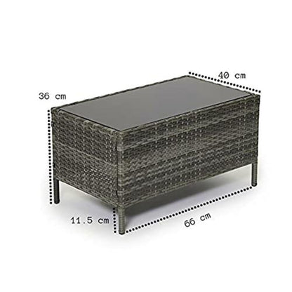 4-Seater Rattan Garden Furniture Set with Glass Coffee Table & Cushions