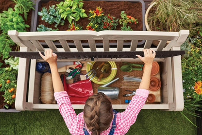 265 L Weather-Resistant Outdoor Garden Storage Bench