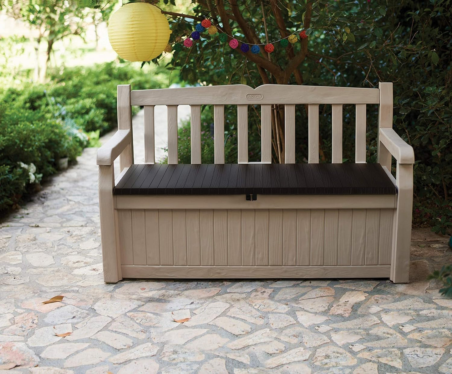 265 L Weather-Resistant Outdoor Garden Storage Bench