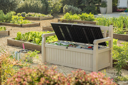 265 L Weather-Resistant Outdoor Garden Storage Bench