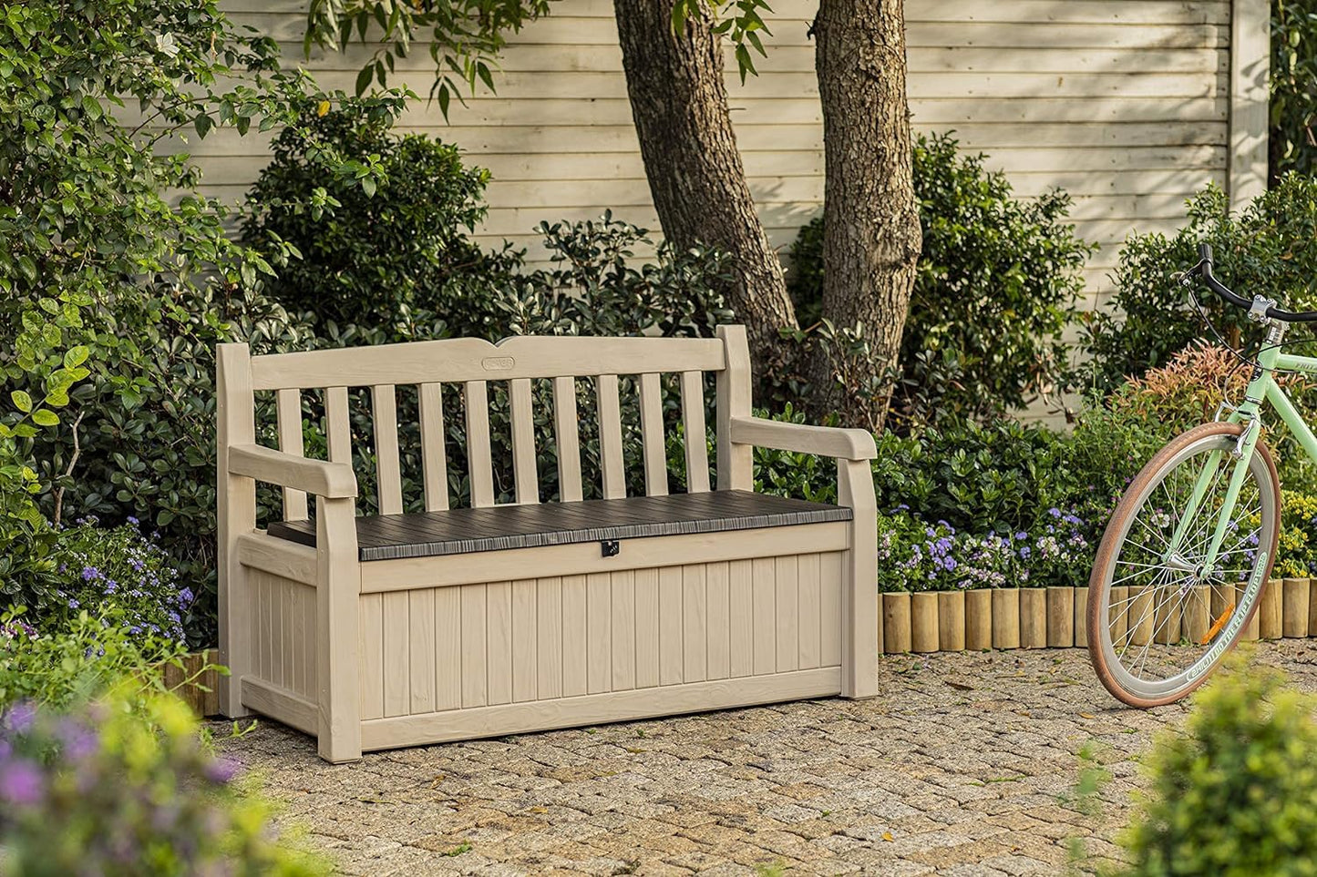 265 L Weather-Resistant Outdoor Garden Storage Bench