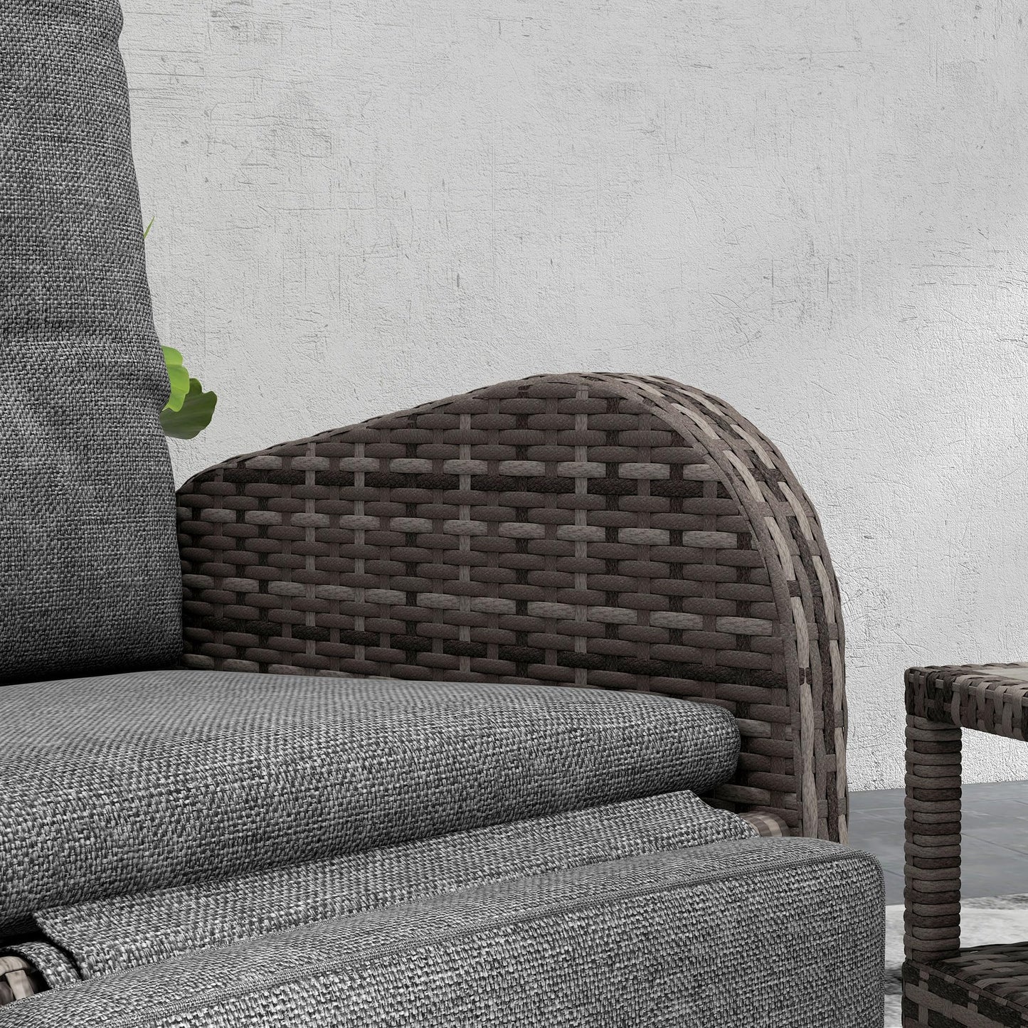 3-Piece Rattan Garden Bistro Set with Reclining Chairs & Coffee Table