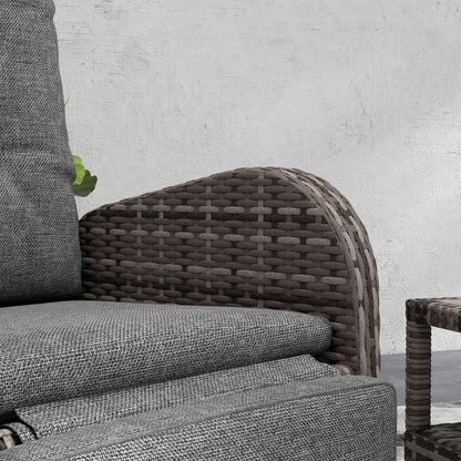 3-Piece Rattan Garden Bistro Set with Reclining Chairs & Coffee Table